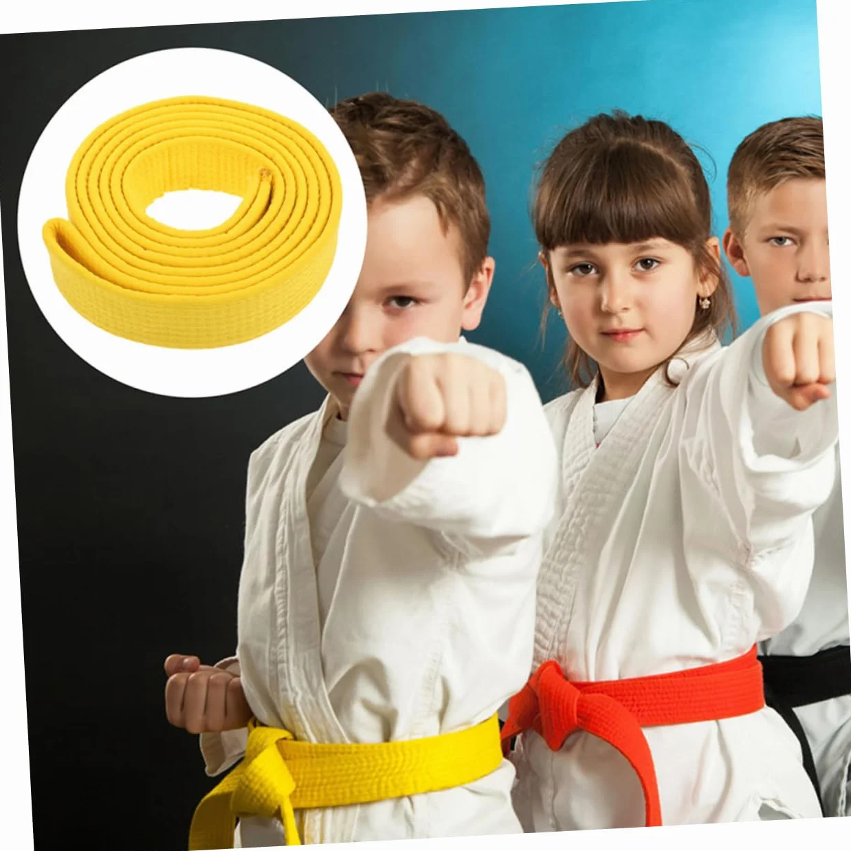 Cinturón de Karate de Algodón Amarillo para Taekwondo, Paquete de 2 Piezas