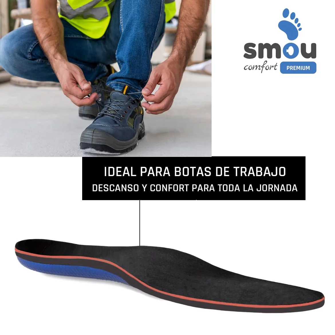 SMOU Comfort Premium Plantillas Gel con Soporte Arco para Trabajo Diario | Plantillas de confort con base rígida que estabiliza el pie, aporta soporte ligero al arco y favorece una pisada más firme