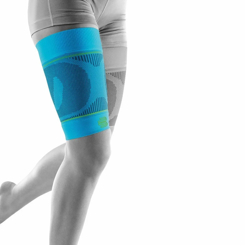 Bauerfeind, 1x Vendas de compresión de deporte para las piernas, Unisex, Adecuadas para ambas piernas, Para deportes de pelota o de resistencia, Fortalecimiento de los músculos, Talla M largo, Turquesa, 29345723800032