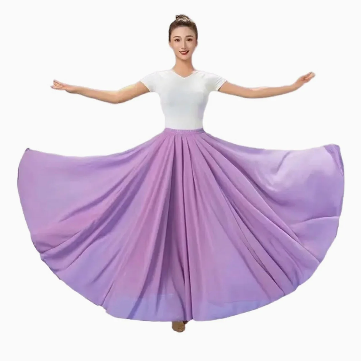 Falda de Gasa Dos Capas Color macarrón, 540/720 Grados, for Ballet, Danza, for Mujer, Faldas largas, for práctica clásica y Moderna para Baile(Purple,540 Degrees 90cm)