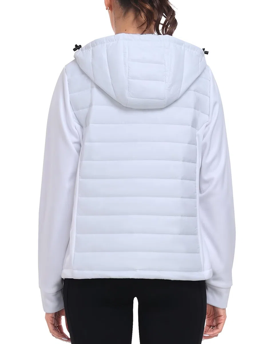 MoFiz Chaqueta Senderismo Aislante Mujer Chaqueta Híbrida Cálida para Correr Chaqueta Deportiva para Exteriores White EU L