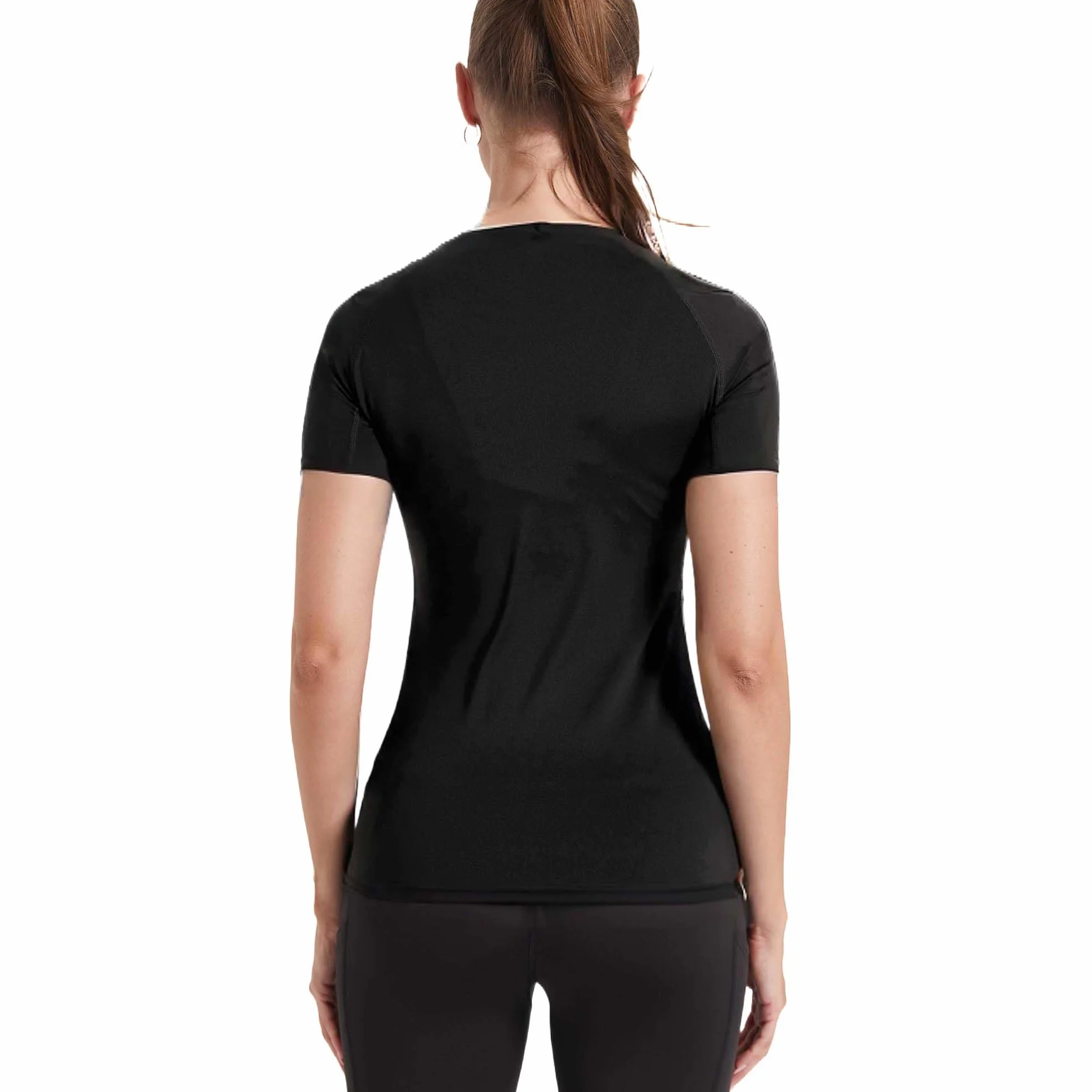 YUSHOW Camiseta deportiva de manga corta para mujer, camiseta de compresión, fitness, secado rápido, gimnasio, parte superior, cuello redondo, transpirable, verano
