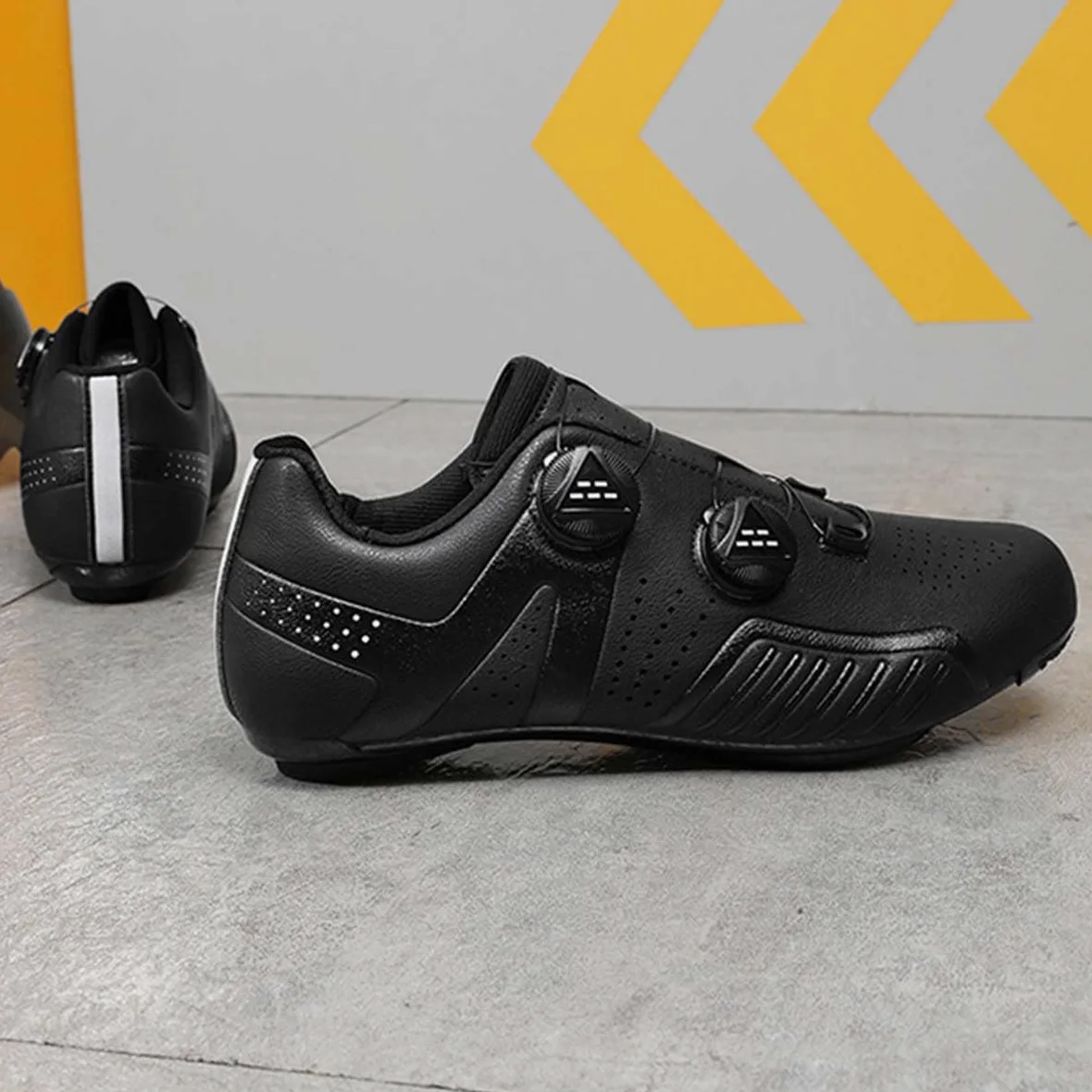 Zapatillas Ciclismo para Hombre, Zapatos Bicicleta de Carretera | Transpirables Antideslizantes Compatibles con Look System Estatica Spinning para Interiores Y Outdoor