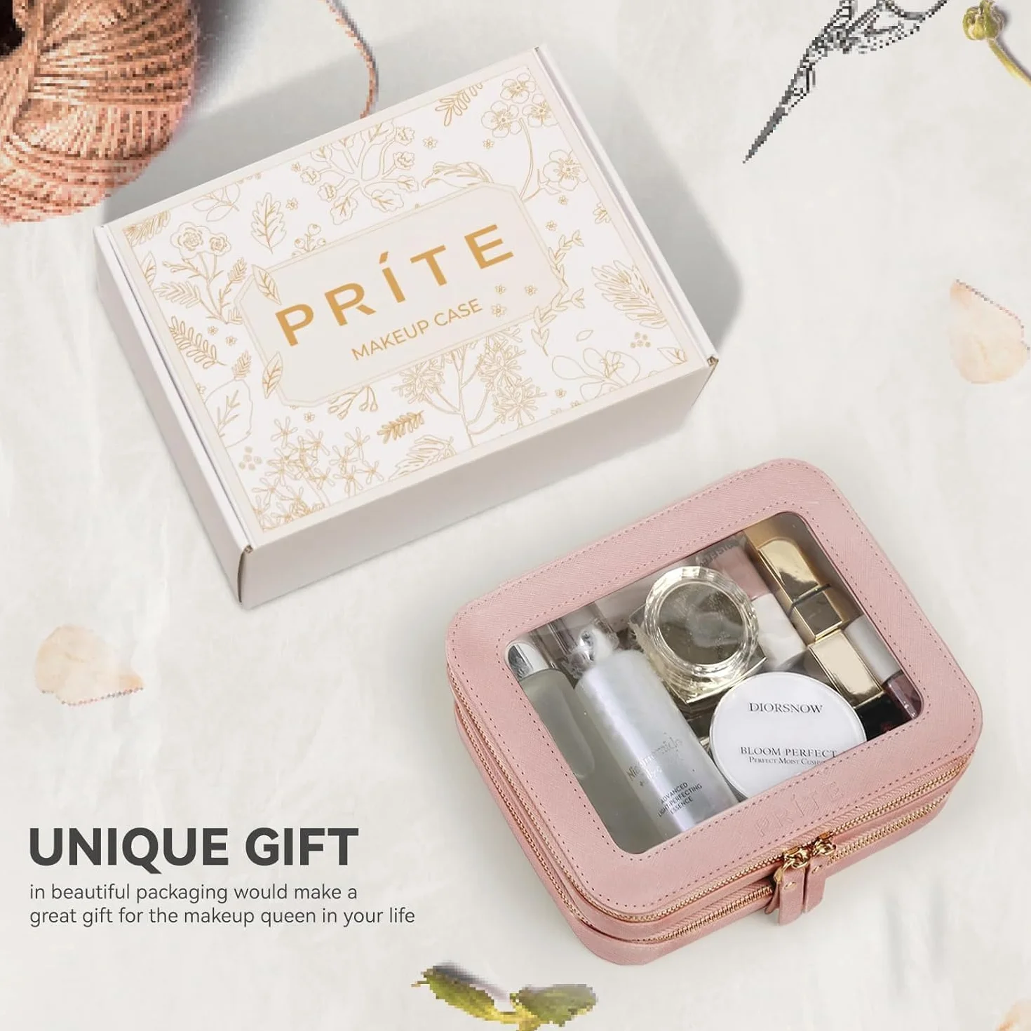 Prite Neceser Transparente De Maquillaje para Viajes | Cuatro Tamaños, Resistente Al Agua, Homologado TSA, Transparente, Artículos Para Automoción, Piel Vegana, PVC Transparente
