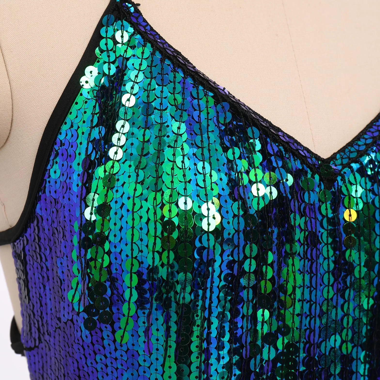 IMEKIS Body con Lentejuelas Halter Cuello V Mujer Festival Maillot Brillante