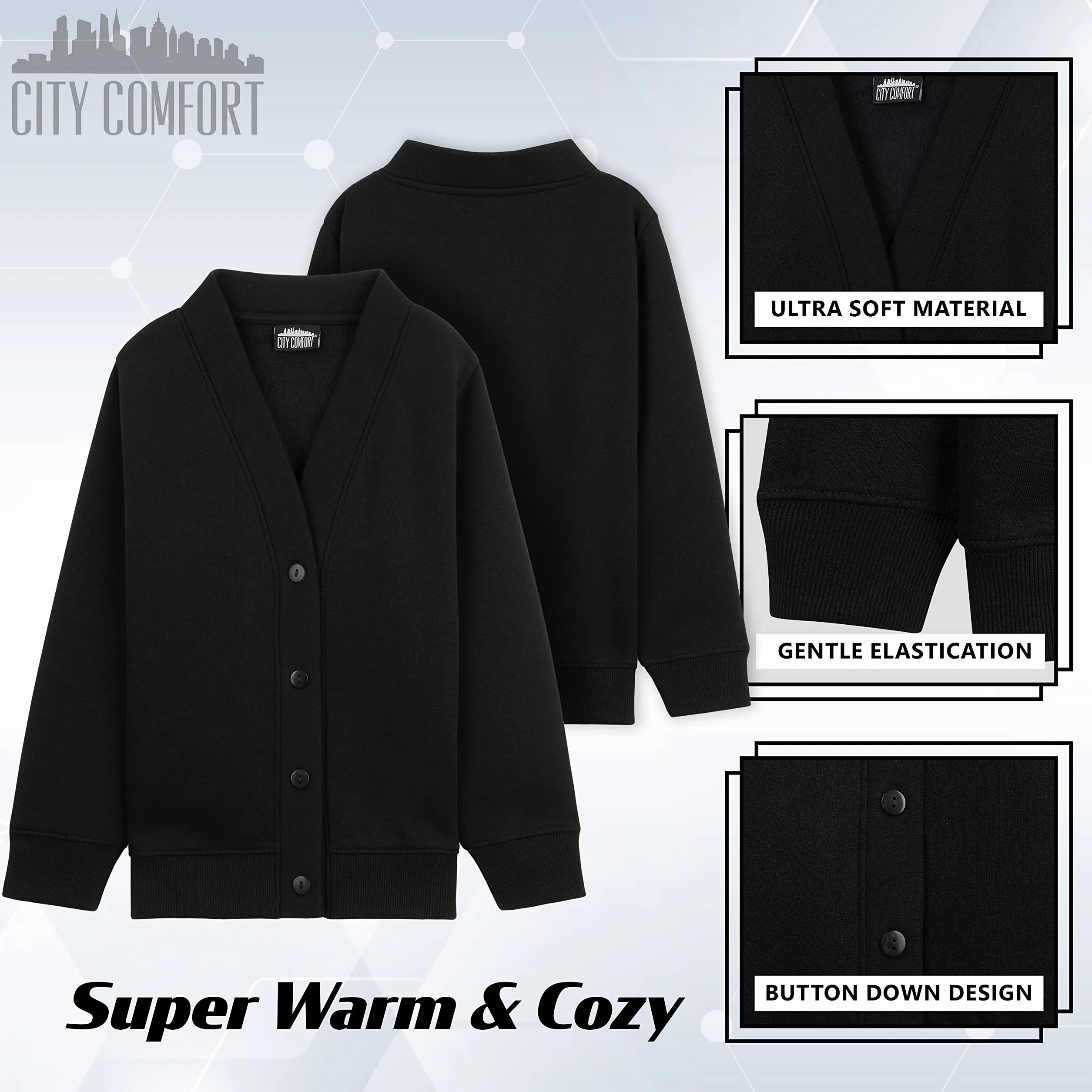 CityComfort Cardigan Niños, Chaleco de Punto, Jersey Negro Azul Marino, Ropa para Niños 3-14 Años Multipack