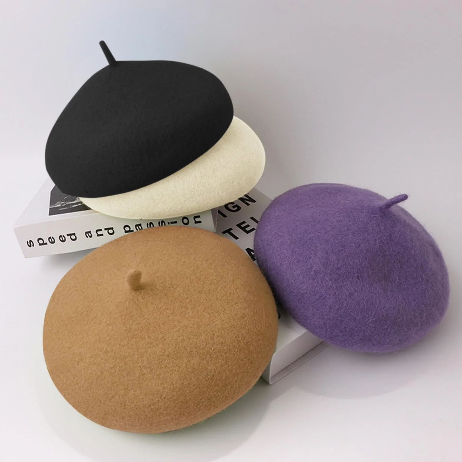 Winmany Niñas Boina Sombrero Color Sólido Francés Beret Otoño Invierno Lana Artista