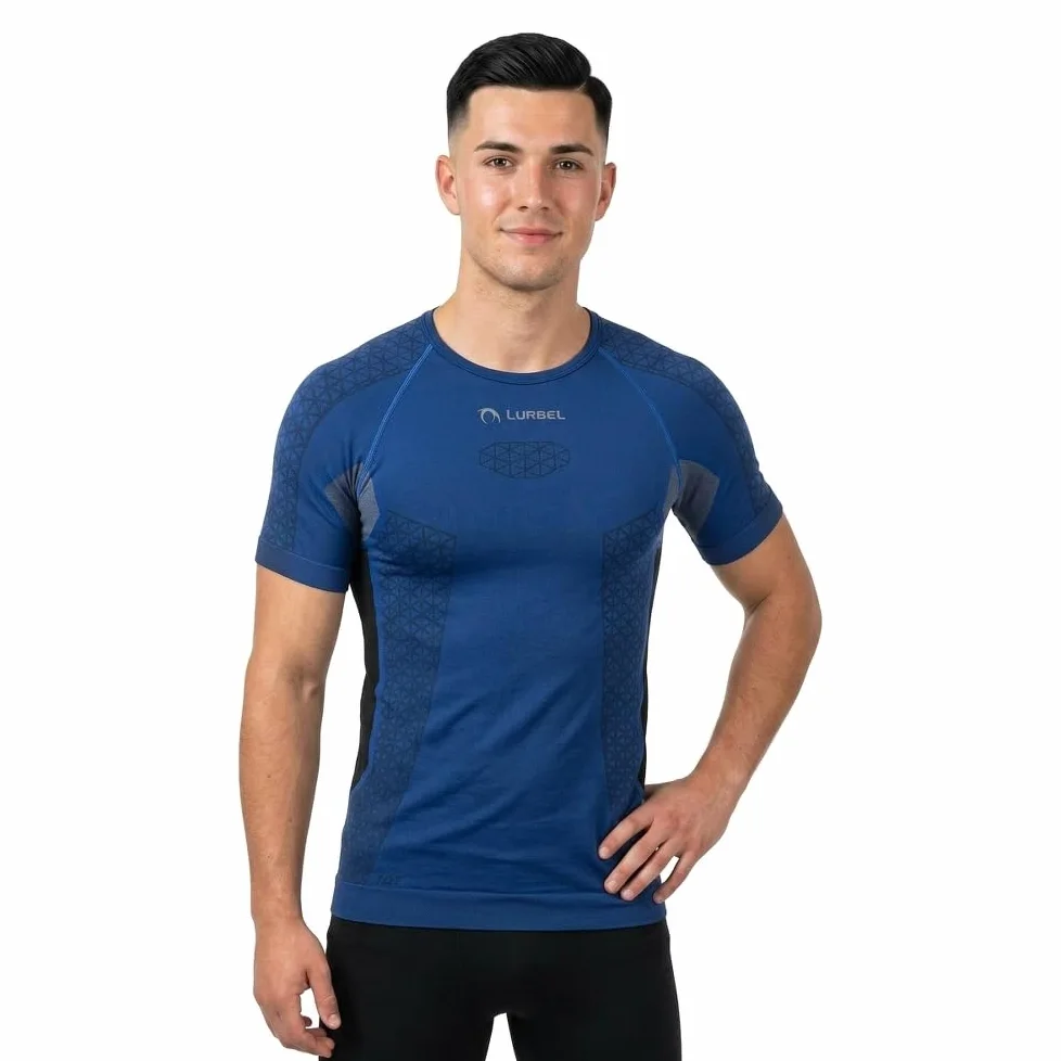 Lurbel Cristallo Short Sleeves, Camiseta Interior Transpirable, Camiseta de Correr, Manga Corta, termorreguladora, antibacteriana, Hombre. (S - Azul Royal)