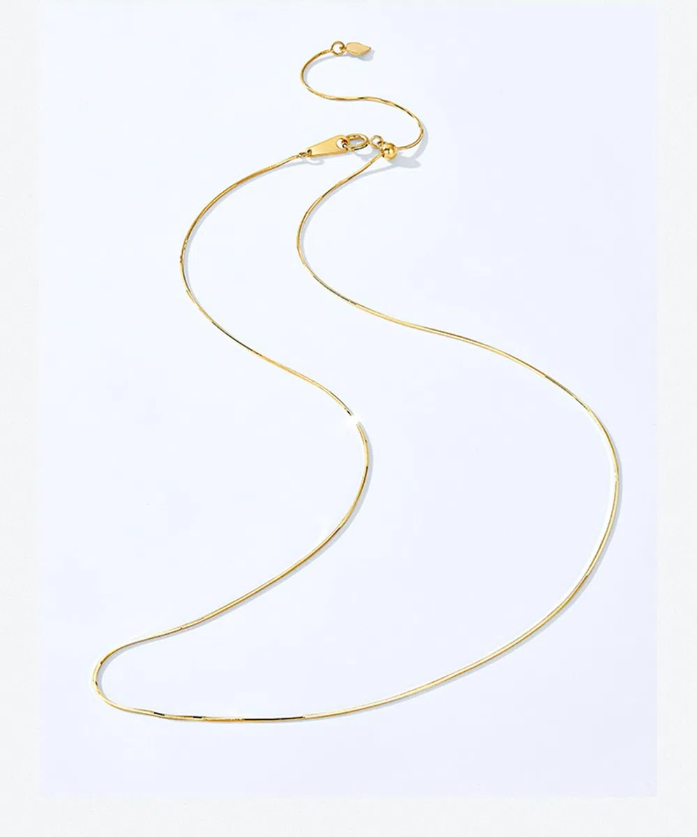 Collares de oro para mujer, cadena de serpiente de oro amarillo simple, cadena amarilla de 14 quilates para ella