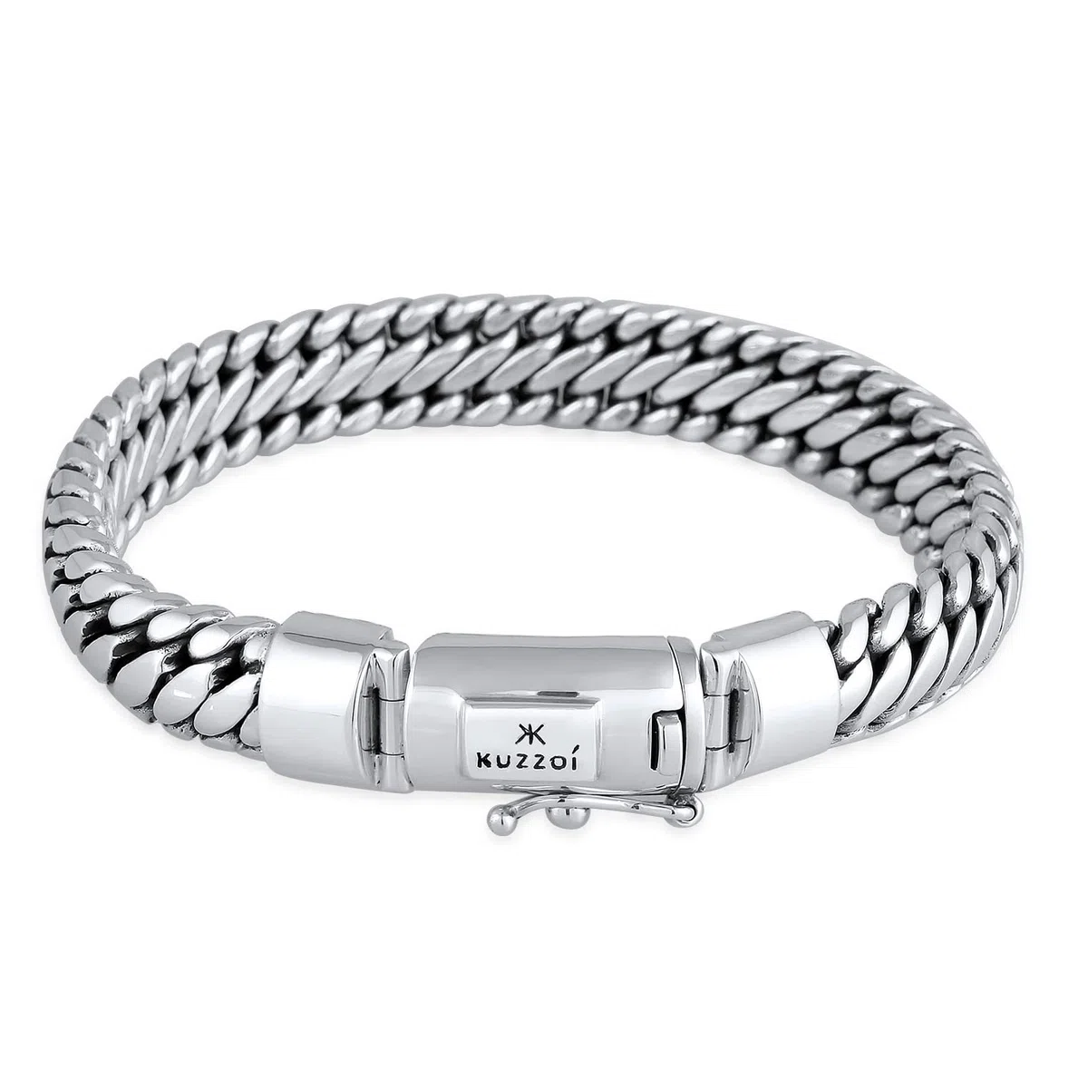 Kuzzoi Pulsera de plata de ley 925 maciza para hombre (10 mm), pulida, 66 g, 335201