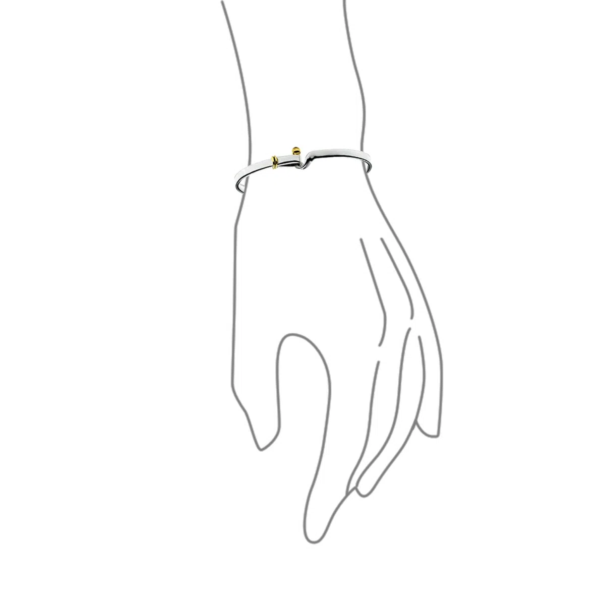 Bling Jewelry Pulsera de brazalete con cierre de gancho y ojo chapado en oro de dos tonos personalizado para amigo Plata esterlina .925 grabada a medida
