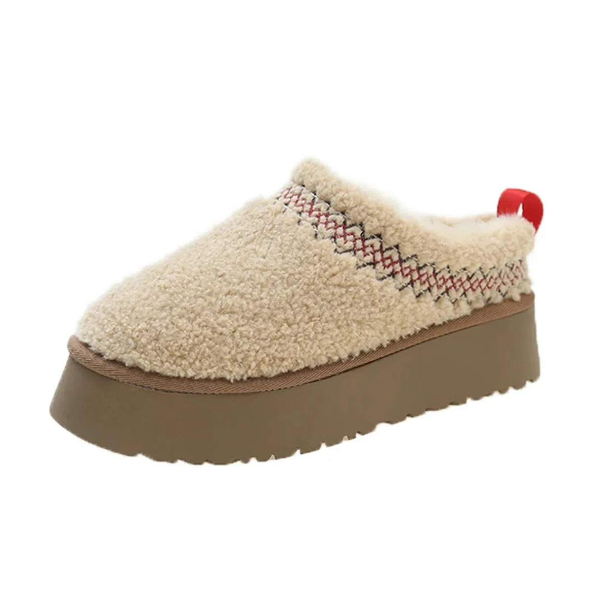 Pantuflas Mujeres Plataforma Casera Zapatillas De Algodón Esponjoso Slingback Zapatos Casuales