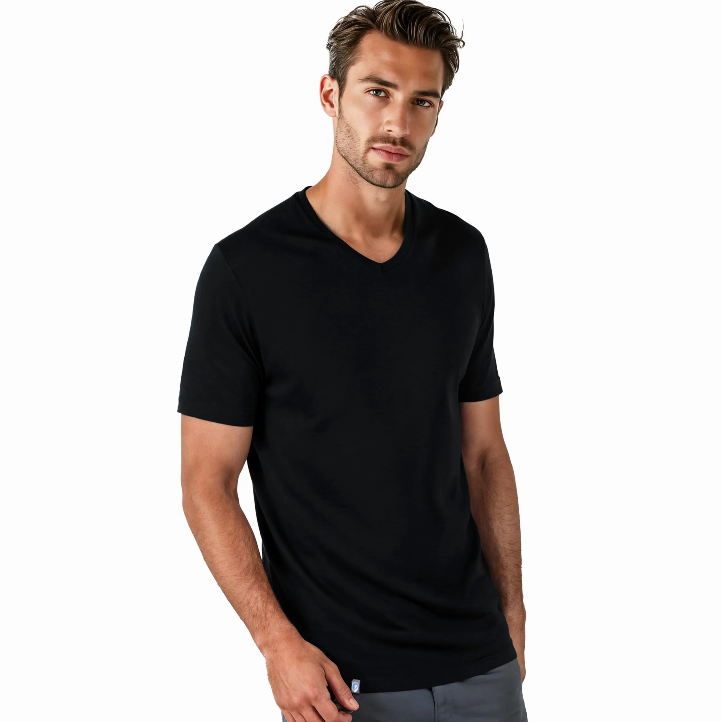 ALPIN LOACKER Camiseta de Cuello en V de Merino para Hombre, Manga Corta, Camiseta antisudor, Camiseta de Merino con Cuello en V, Prenda térmica Transpirable