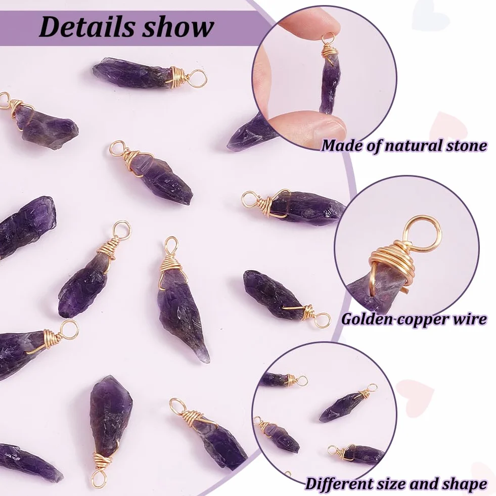 FINGERINSPIRE 28mm Natural Amatista Colgante Irregular Piedras Preciosas Gemas