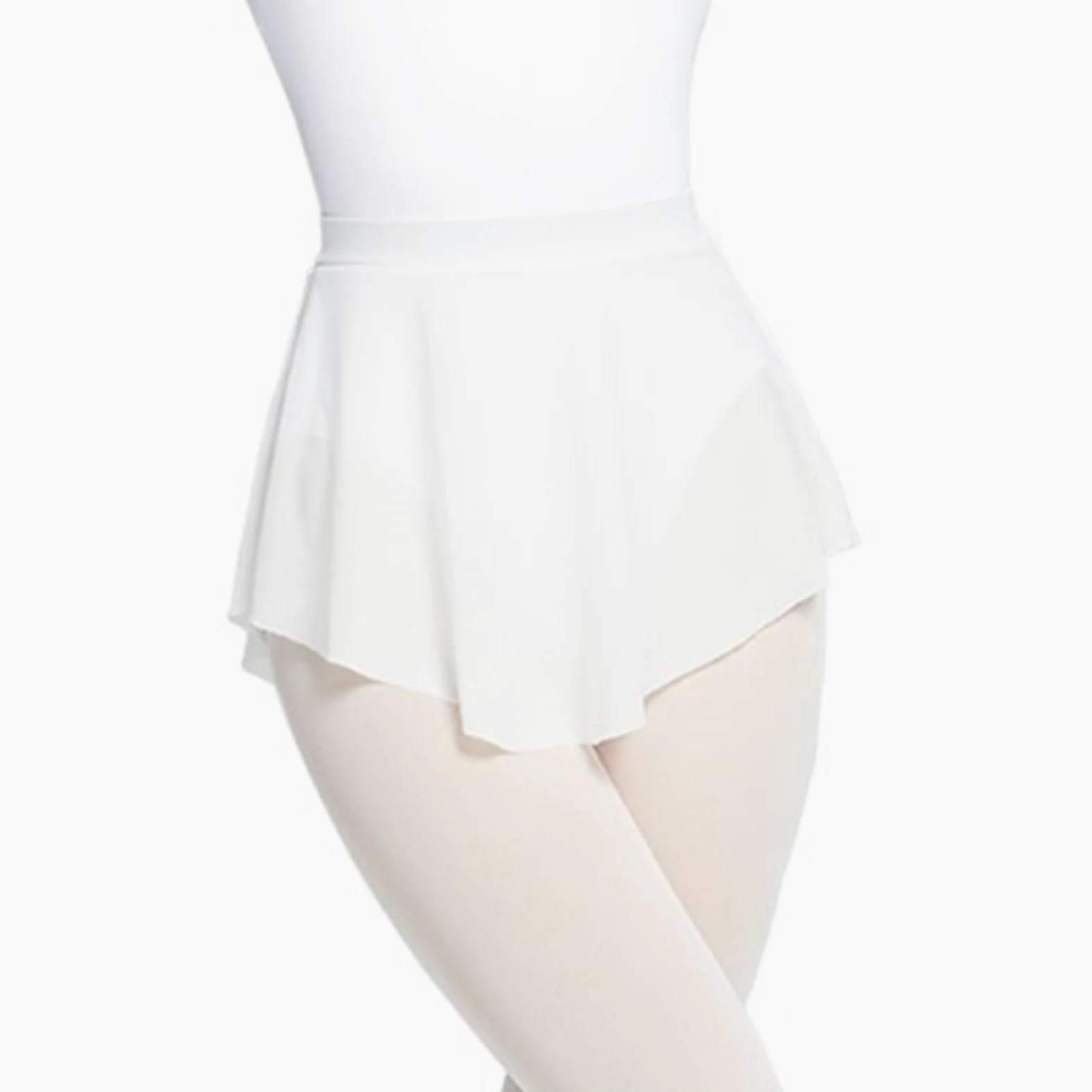 Falda de Ballet for mujer, falda baile corta dividida, cubierta malla suave, elástica for Para Mujer(White,M height 155-160cm)