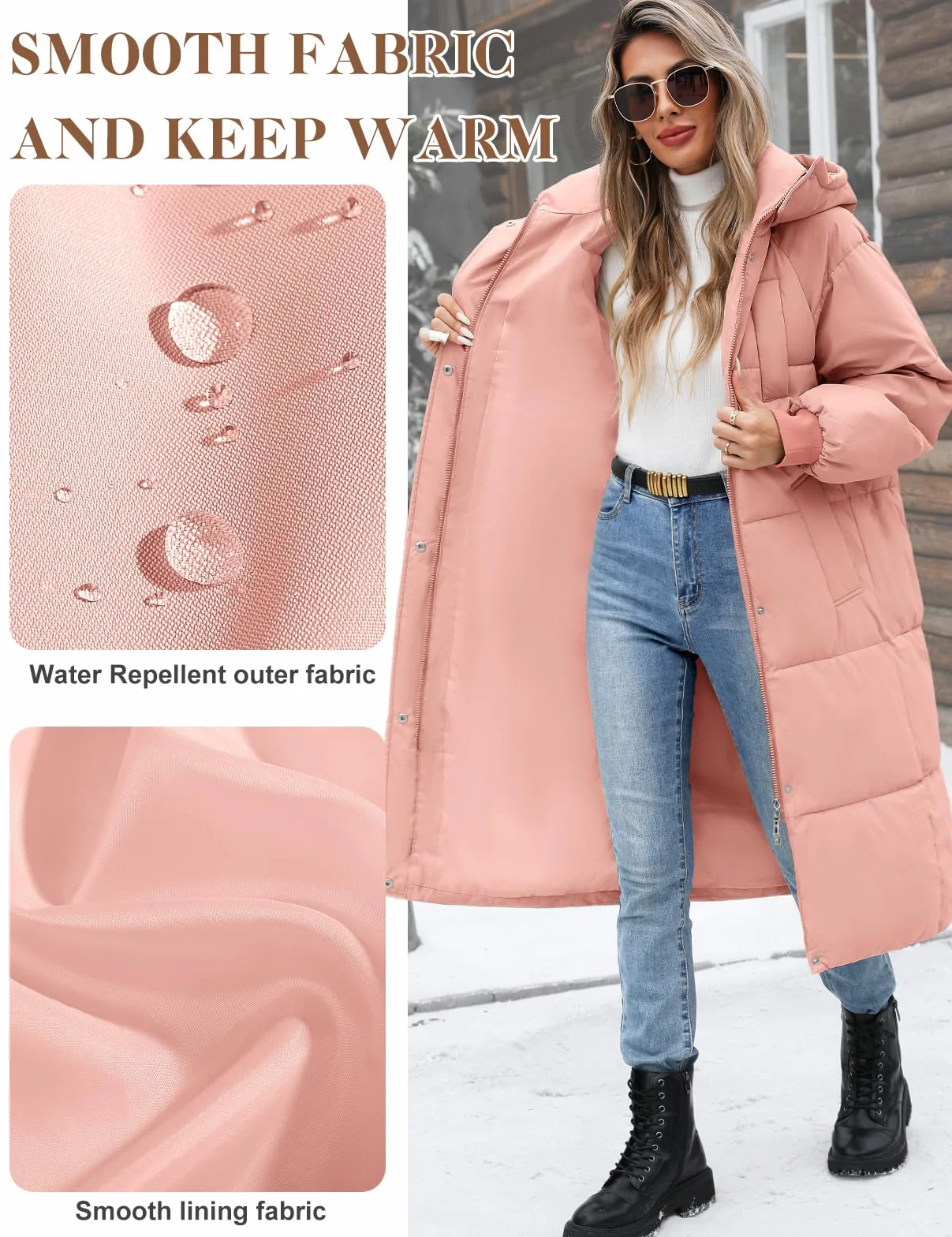 Vancavoo Abrigo Largo de Acolchado para Mujer Chaqueta de Invierno Cálido