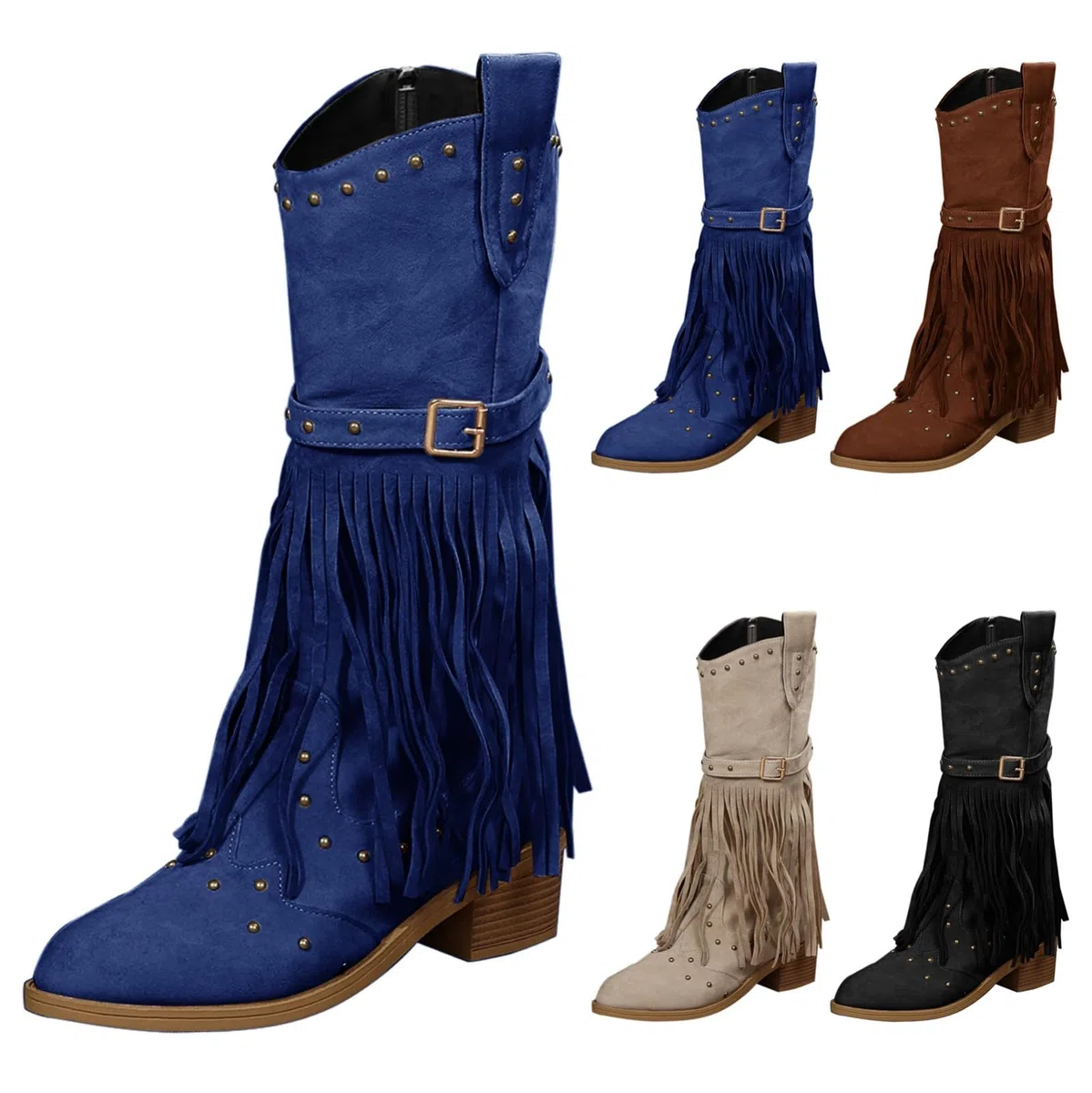 Botines de cuña para mujer, botines de vaquero para otoño, punta puntiaguda