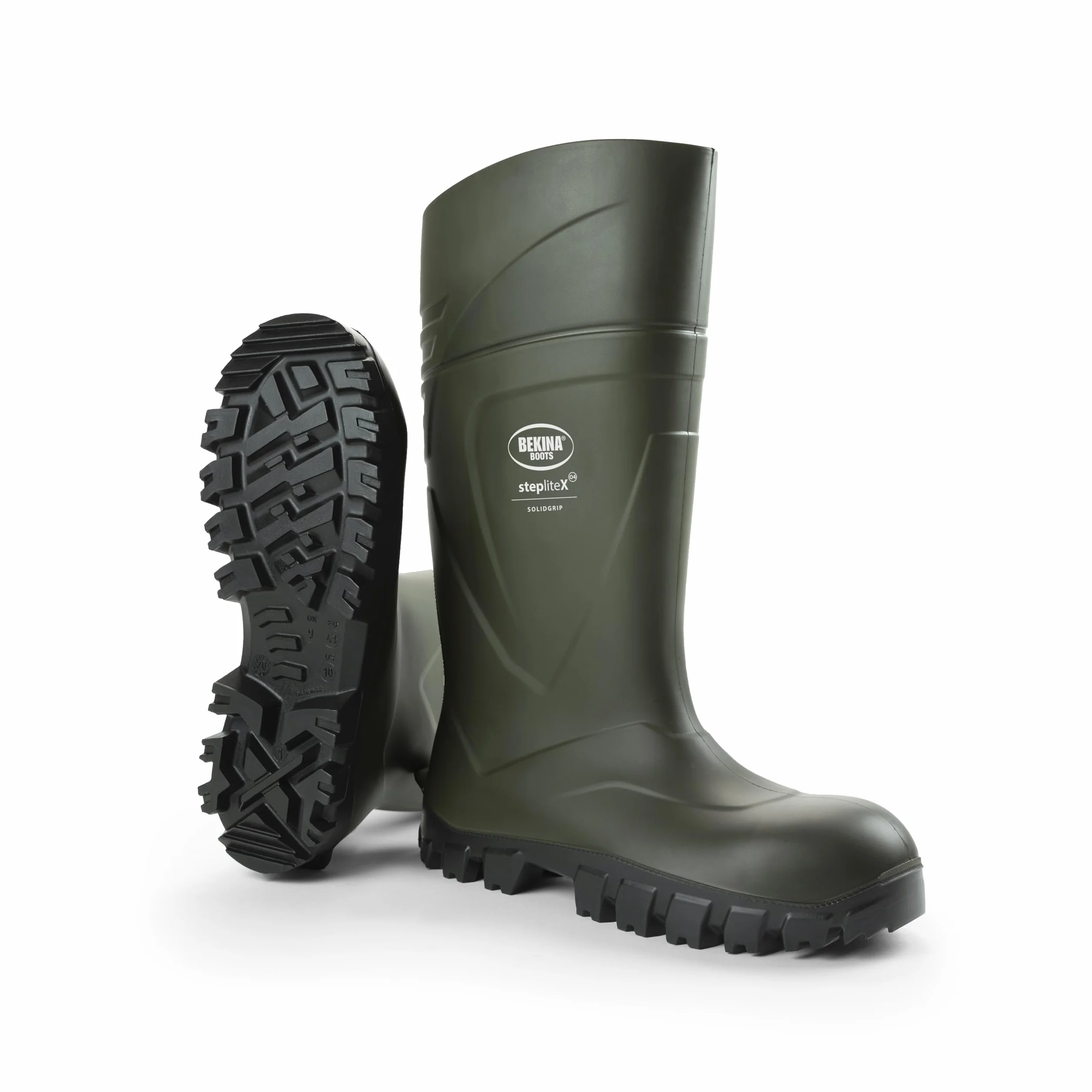 Bekina Bota de Trabajo Robusta para Mujeres y Hombres sin Puntera de Acero de Seguridad, para Uso agrícola, Garantiza una excelente adherencia, protección de Aislamiento -30 Grados, Verde, EU 43