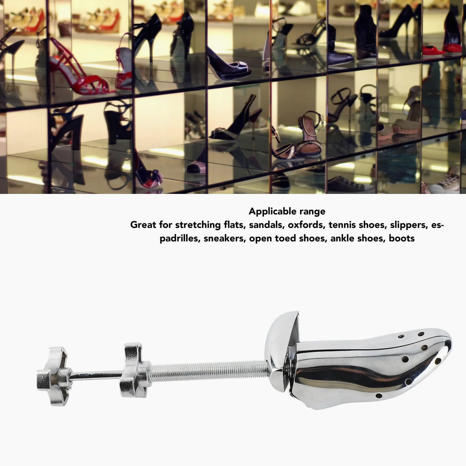 Ensanchador de zapatos Expansor de zapatos profesional Ensanchador Hormas de zapatosde aleación de aluminio Longitud y ancho de estiramiento ajustable para pies anchos