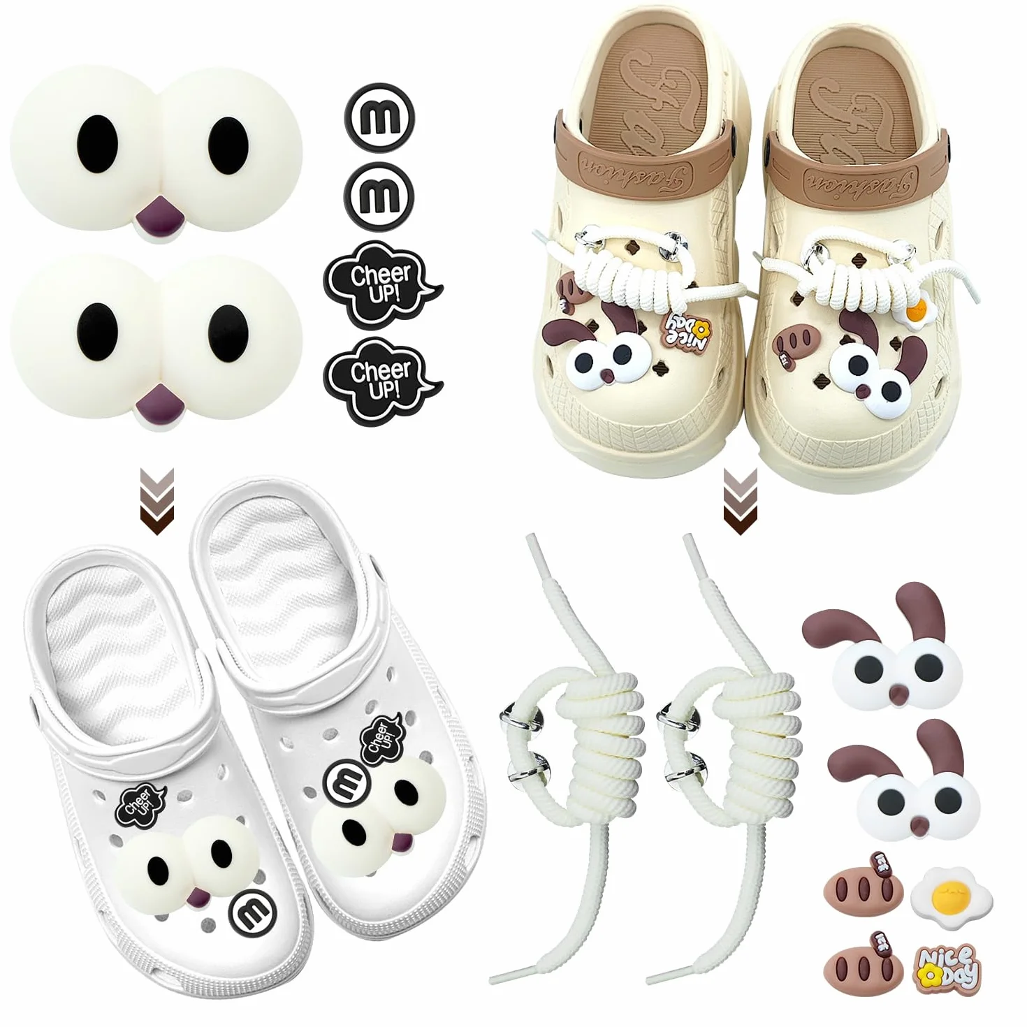 Adornos Zapatos, Shoe Charms, Encantos de Zapatos de PVC, Decoración de Zapatos Dibujos Animados Ojos Grandes 3D para Niños y Adultos, 14 Piezas Pins para Crocs, Bolsos, Pulseras