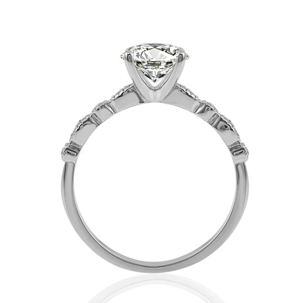 Anillo de compromiso de oro blanco de 14/9/18 quilates, sin piedras preciosas, anillo de boda con moissanite redondo de 1 quilate para mujer