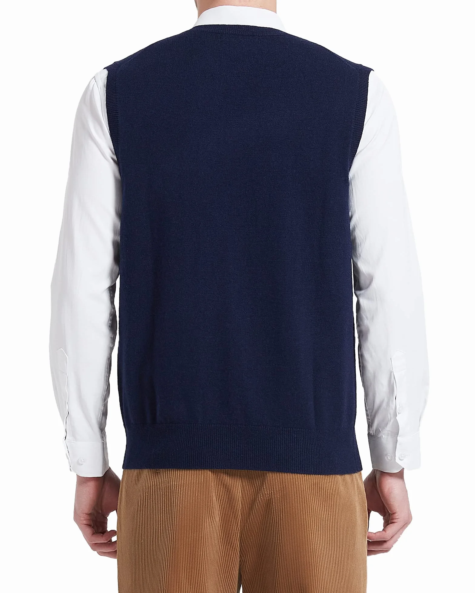Kallspin Chalecos de Lana Mixta para Hombre Corte Relajado Cuello en V Jersey sin Mangas