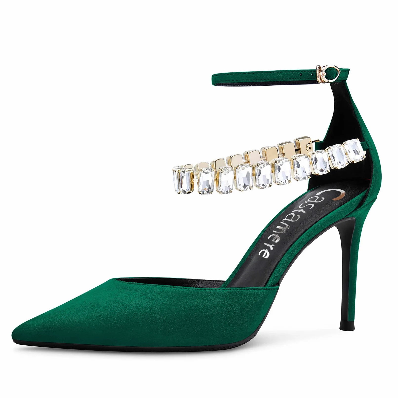 Castamere Mujer Aguja Alto High Heel Correa Tobillo Pumps Diamante Cristal Puntiaguada Punta Sandalias 8 CM Heels Dress Zapatos