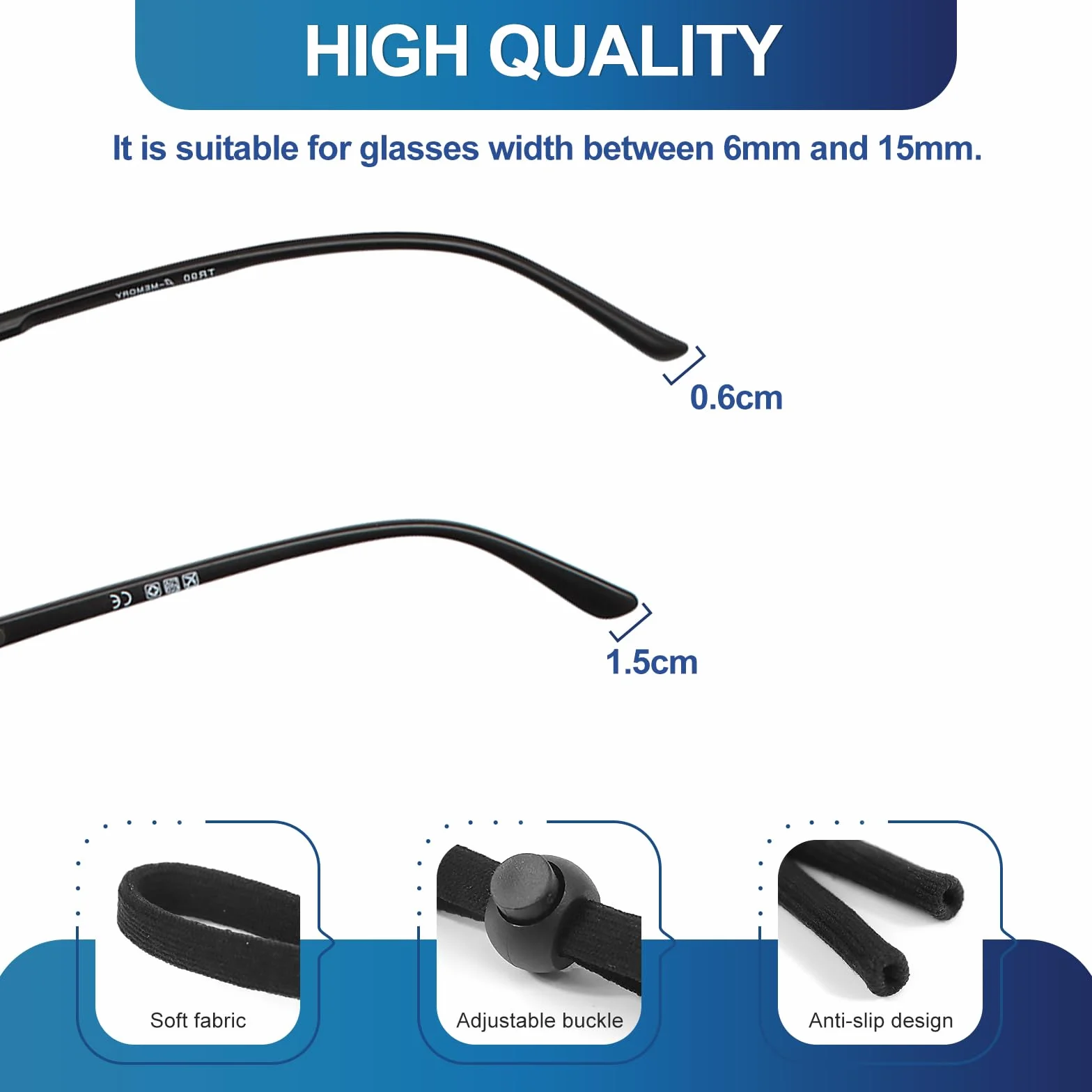 Qufiiry 5 Piezas Cordones para Gafas Ajustables Antideslizante para Gafas Deportivas y de Sol