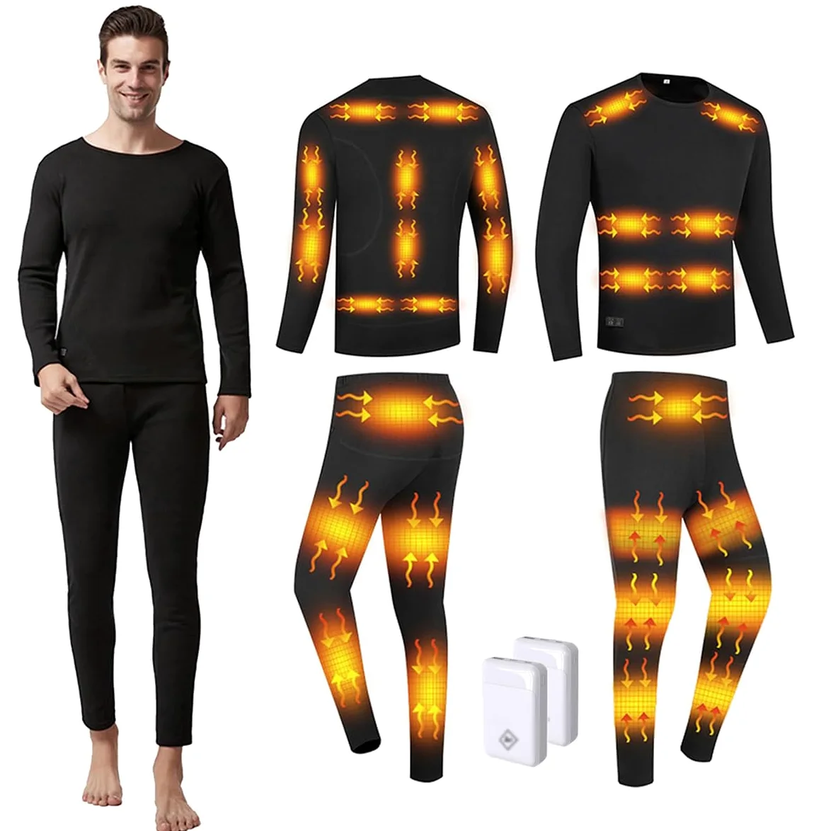 Conjunto de Ropa Interior térmica con 3 Niveles de Temperatura, 28 Zonas, conexión USB, Camisetas y Pantalones para Hombre