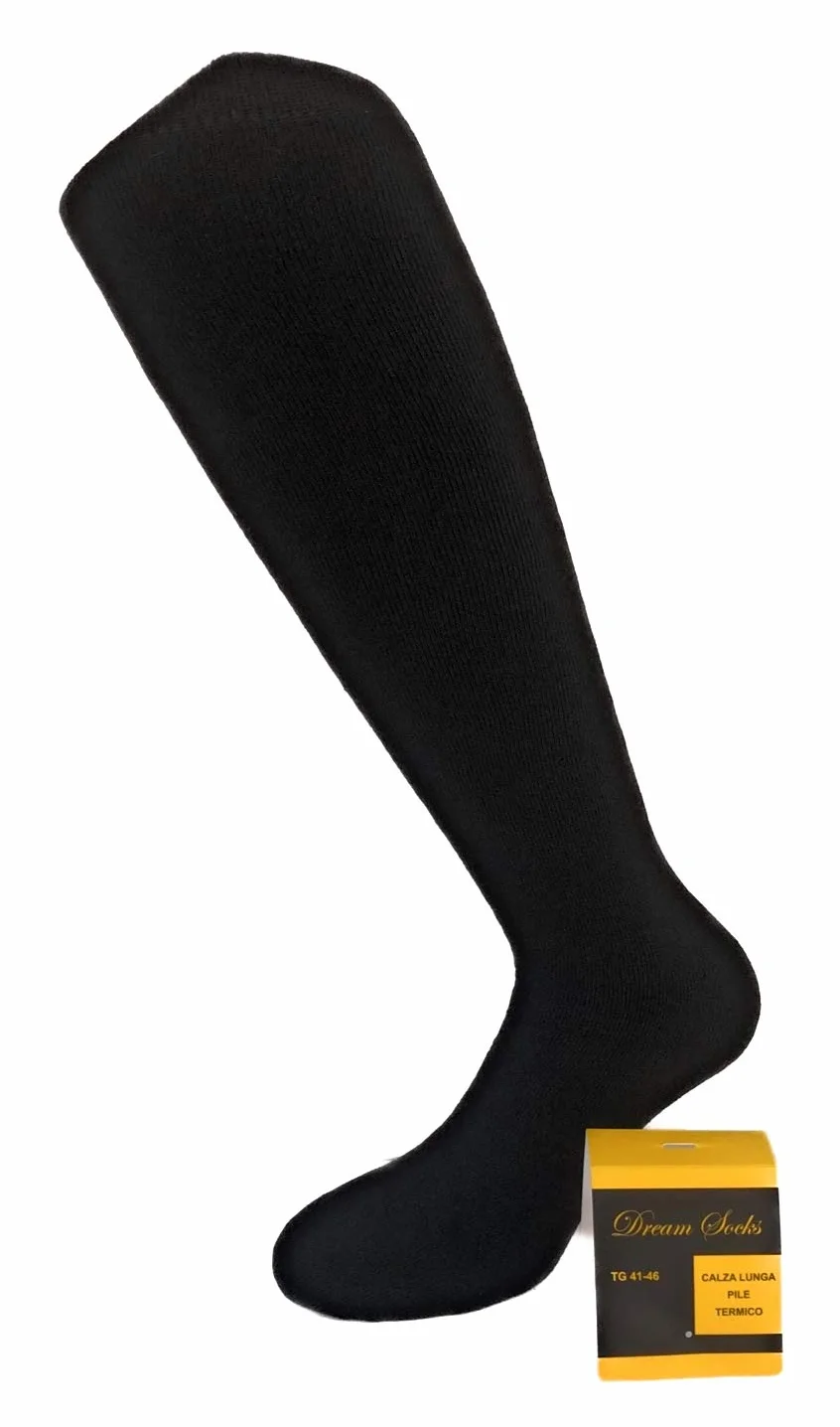 CALCETINES LARGO POLAR TÉRMICO HEAVY MOUNTAIN SKI NEGRO-AZUL-GRIS-ALTE A LA RODILLA