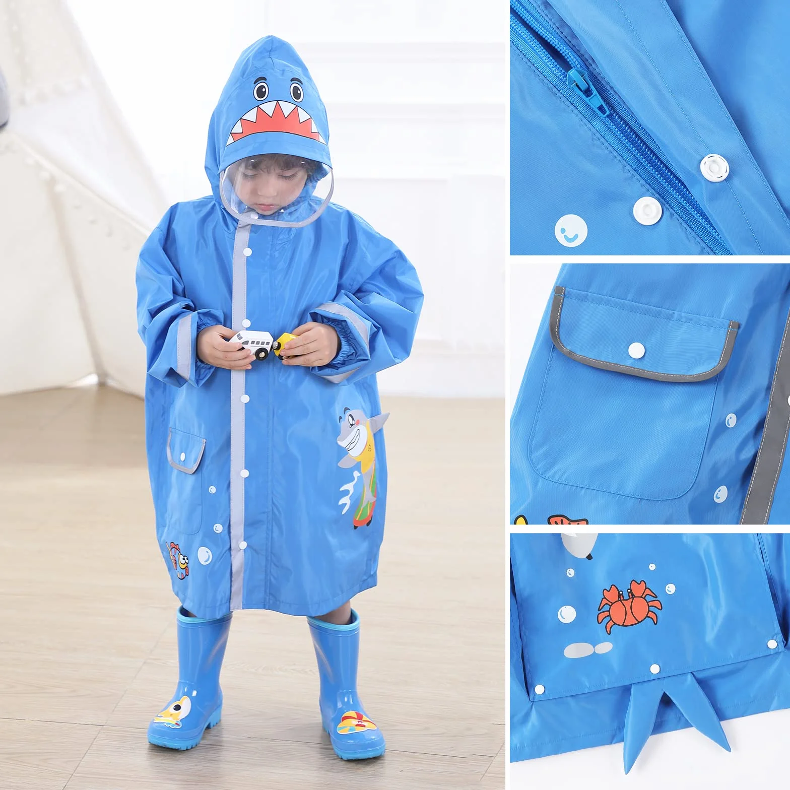 Poncho de Lluvia para Niñas y Niños - Chubasquero Ligero Impermeable Reutilizable Traje de Lluvia Respirable Portátil Ropa Impermeable 2-10 Años