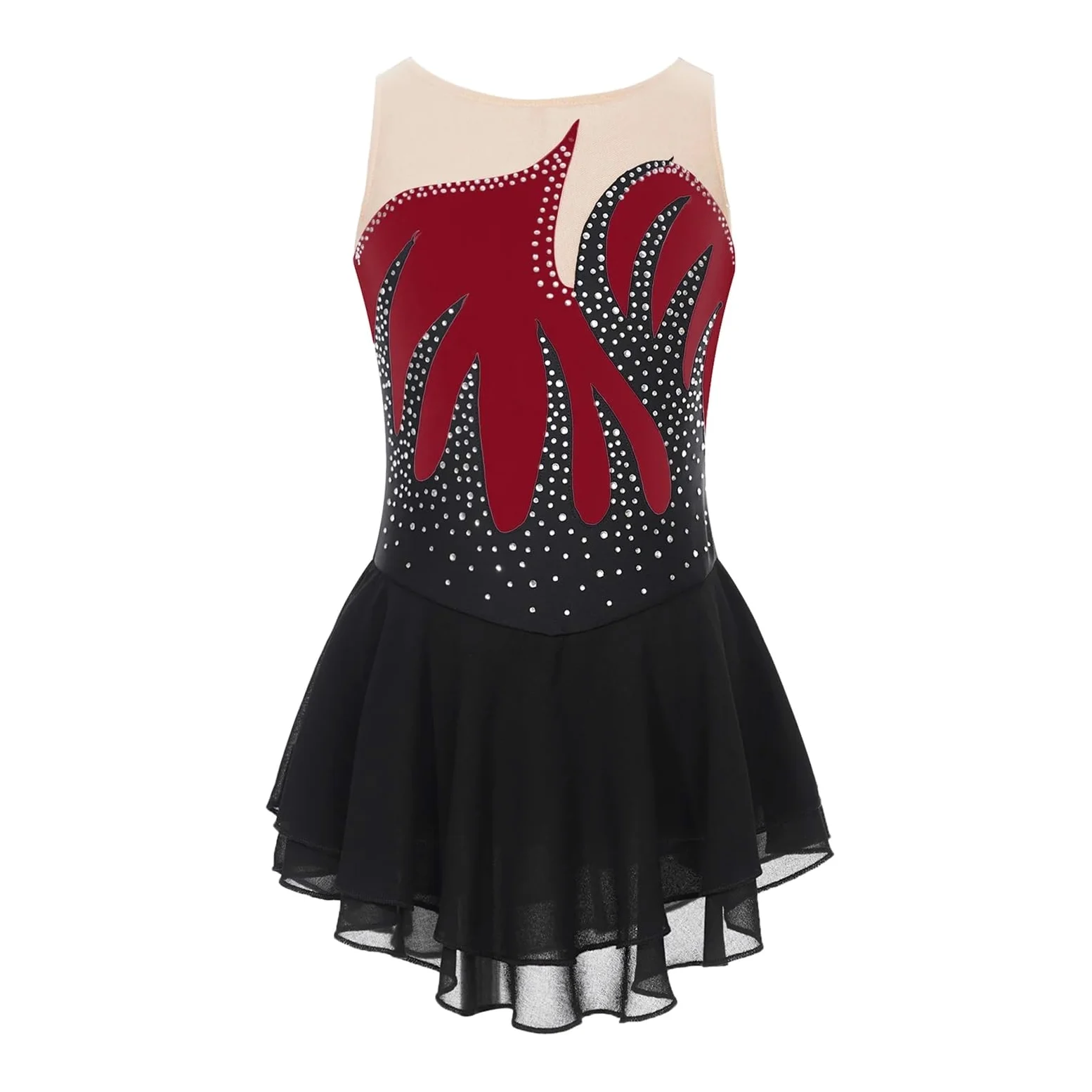 Vestido de Patinaje Artístico Traje de patinaje artístico for niña, sin mangas, con diamantes de imitación, for danza, gimnasia, ballet, danza lírica