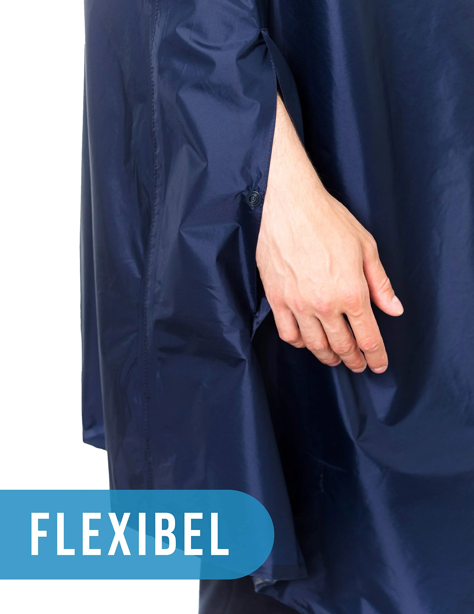 HOCK Poncho de lluvia para bicicleta 'Rain Light' con capucha y apertura lateral de los brazos, capa de lluvia extra ligera para hombre y mujer – Poncho de bicicleta 100,0% impermeable, incluye correa