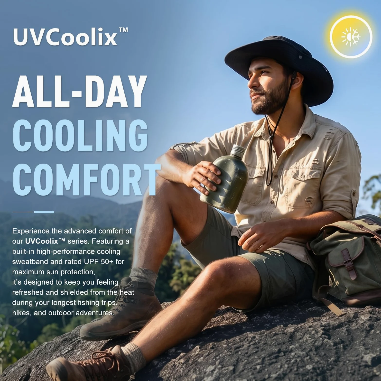 TOP-EX L/XL/XXL UV50+ - Sombrero de sol impermeable de ala ancha para pesca de verano, senderismo, con correa desmontable y malla ventilada