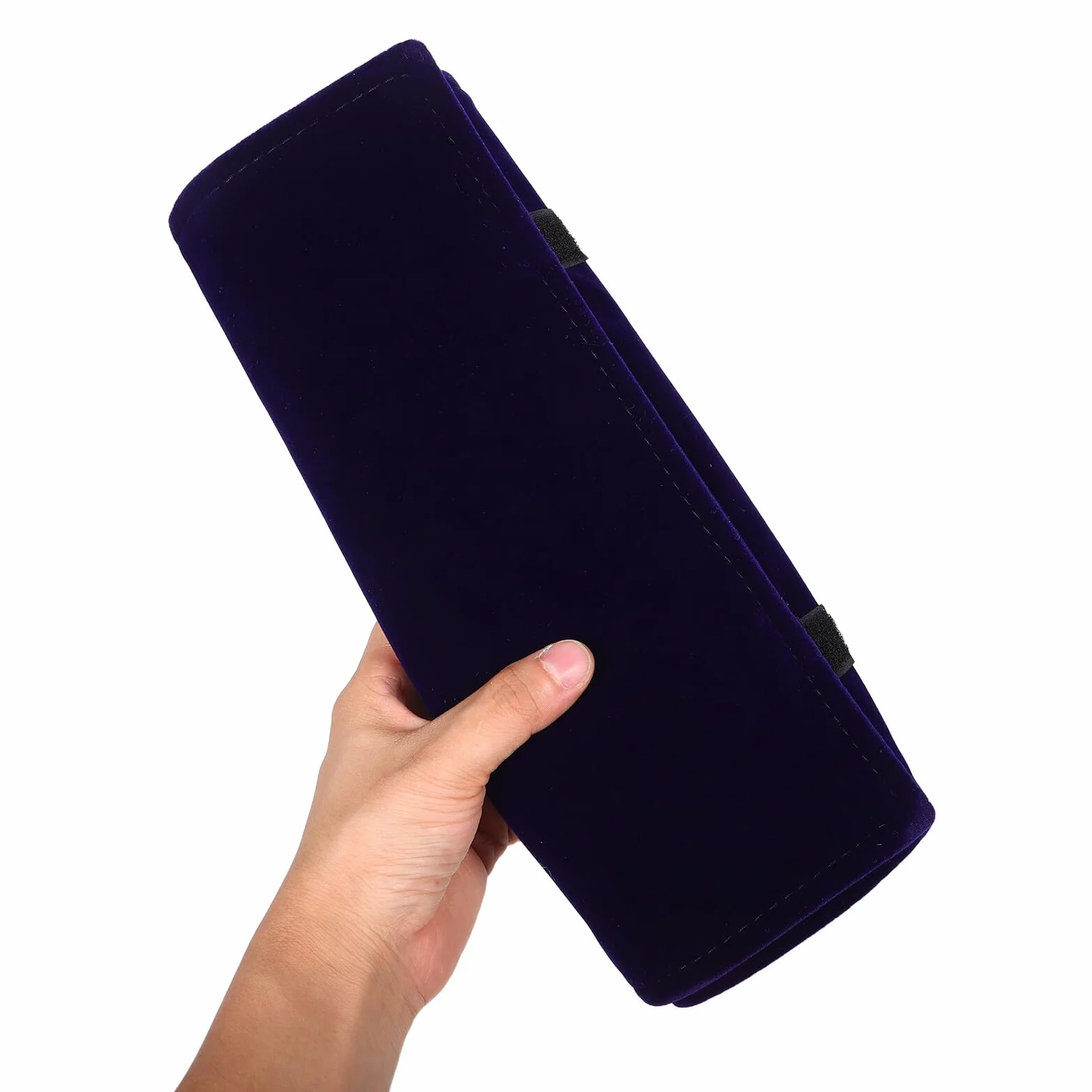 SUPVOX Estuche Organizador de Joyas de Viaje Azul Oscuro de Terciopelo Rollo Porta Collares Antienredos Compacto para Collares Anillos Pendientes y Pulseras Bolsa Enrollable Segura y