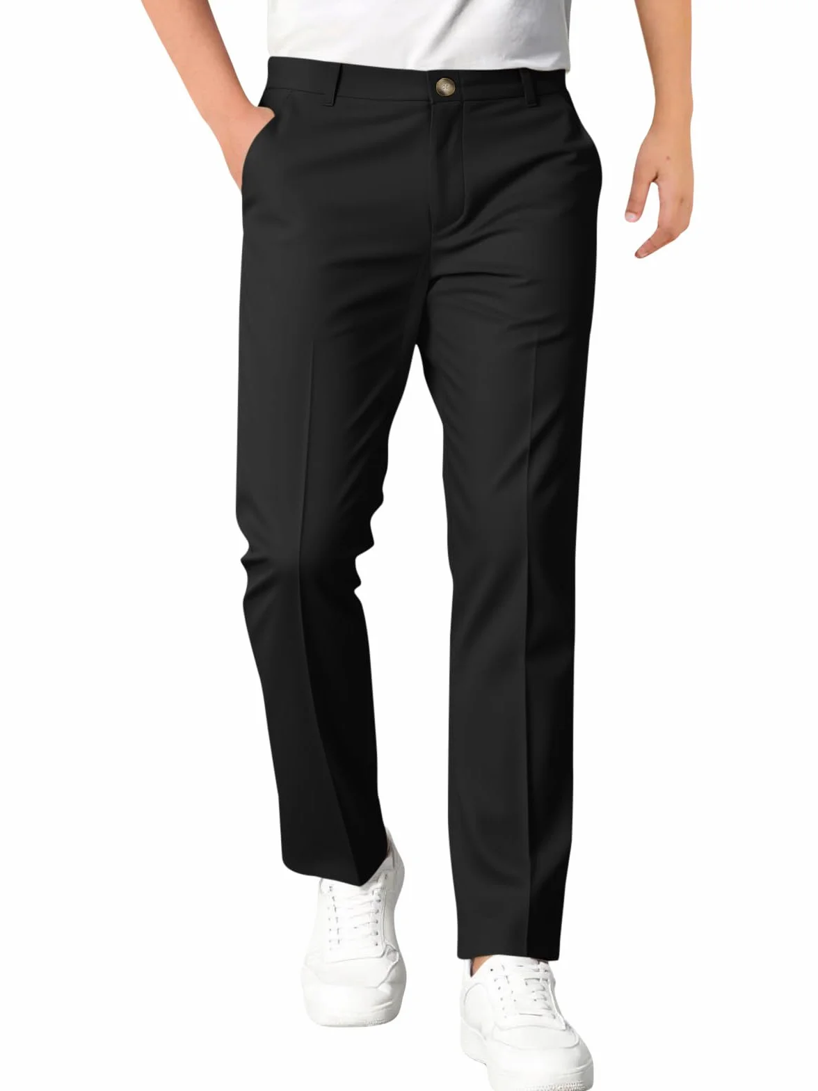 Pantalones de vestir para niños con cintura elástica y pierna recta