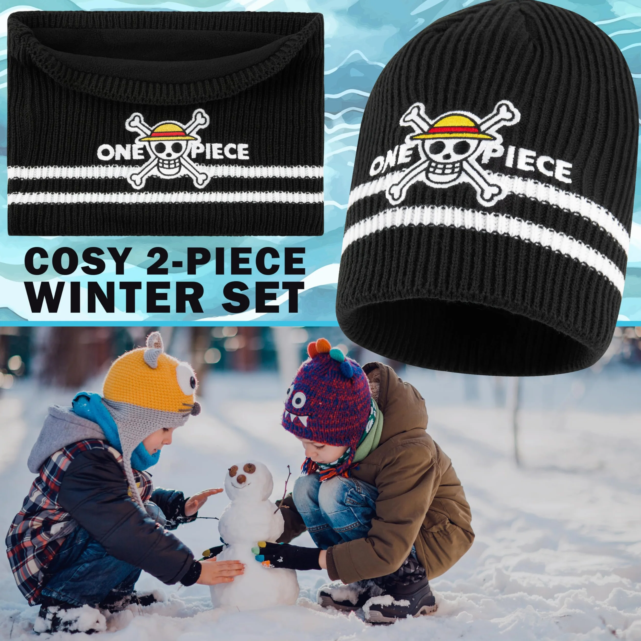 Get Trend Gorro Invierno e Cuello Niño, 2Pcs Conjunto para Niños Adolescentes, Accesorios de Invierno, Regalos de Anime