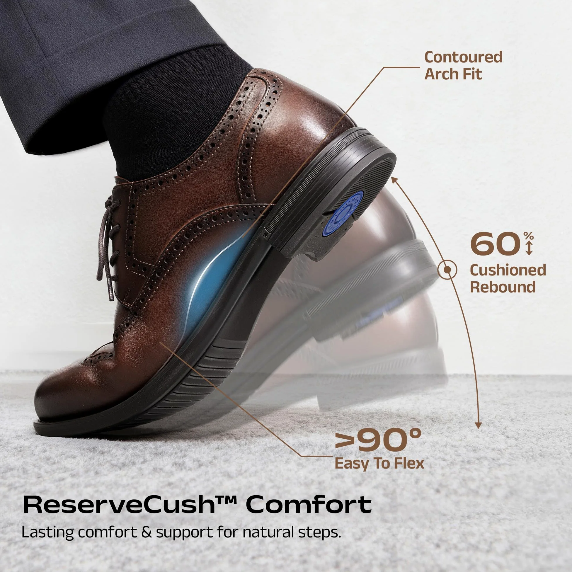 Bruno Marc Zapatos Hombre Cuero Cordones Clásico Brogue | Oxfords Cuero Clásicos, ReserveCush Tecnología, Acolchado Reflexivo, Construidos Durar, Elegancia Versátil