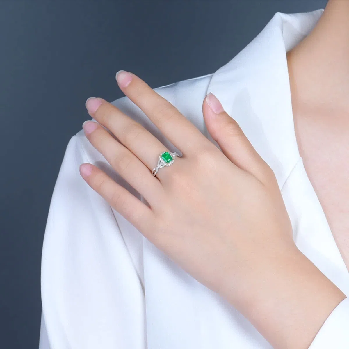 Anillos con Esmeralda, Anillo de Pedida de Mano para Mujer para Esposa Novia Por Promesa de Boda