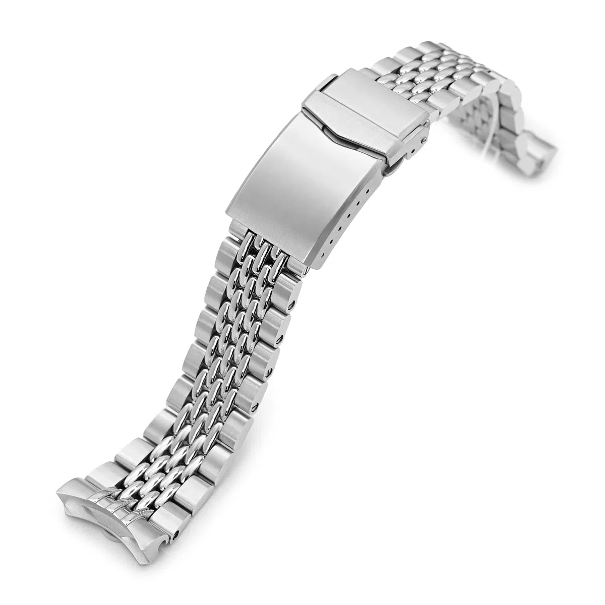 Correa de reloj de goma BOR de 22 mm compatible con modelos Seiko 5 Sport, 2 tonos cepillados y pulidos.