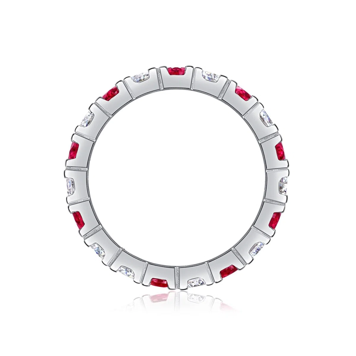 Anillo de compromiso de oro amarillo Au750, joyería de oro real, fino anillo de boda con laboratorio creado zafiro rojo, banda de boda con moissanite PT950 platino, talla 47-65