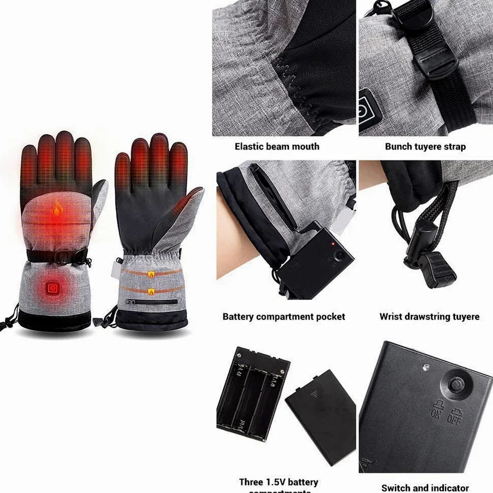 Guantes térmicos de Invierno para Unisex, Impermeables, con Pantalla táctil, Guantes cálidos con Temperatura de Calentamiento Ajustable de 3 Niveles para Todo Tipo de Actividades a
