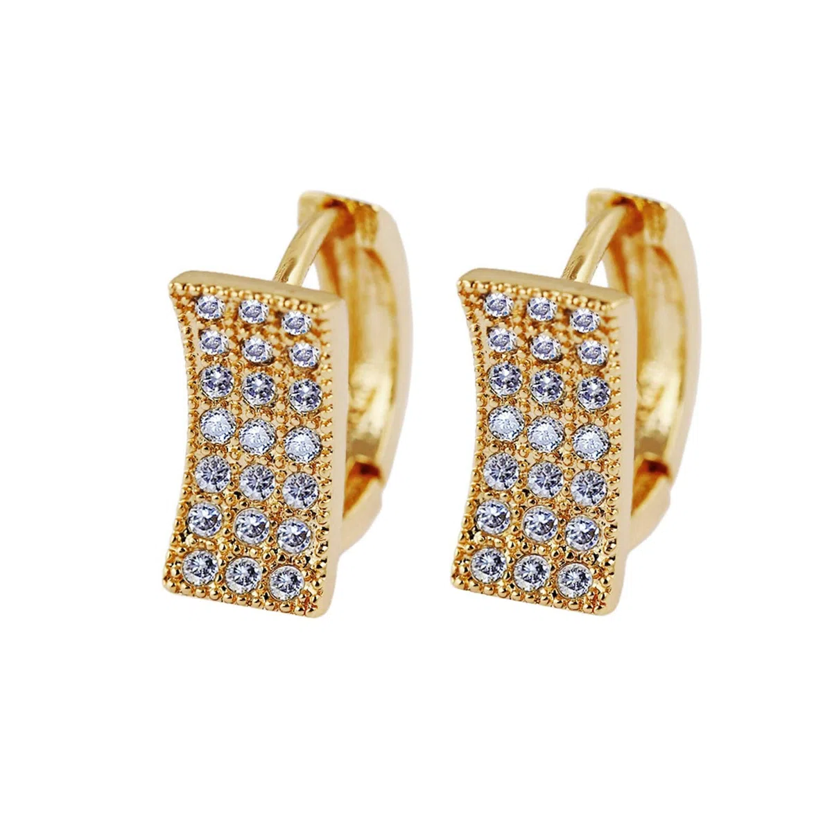 Pendientes de aro de oro 750, elegantes pendientes para mujer, diseño geométrico con moissanita, pendientes de cumpleaños para novia, oro amarillo