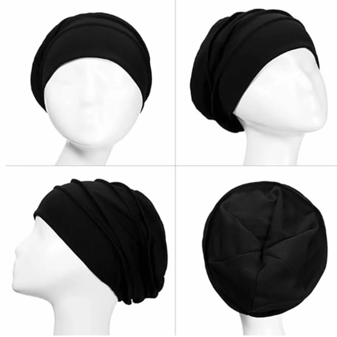 Gorros de punto para mujer, pañuelo turbante elástico verano quimioterapia hiyab (negro)