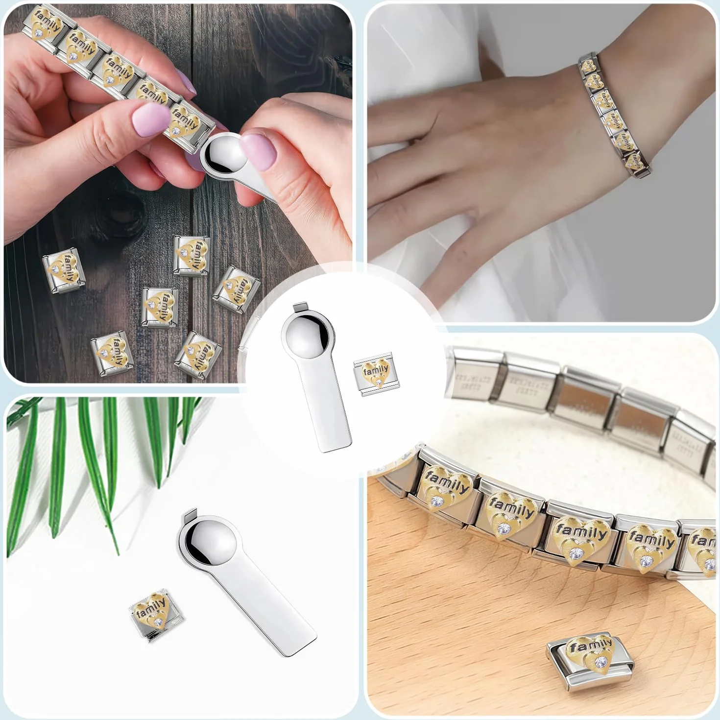 Dije Personalizado de Carta de Amor - Eslabón Italiano de Acero Inoxidable de 9 mm para Pulseras