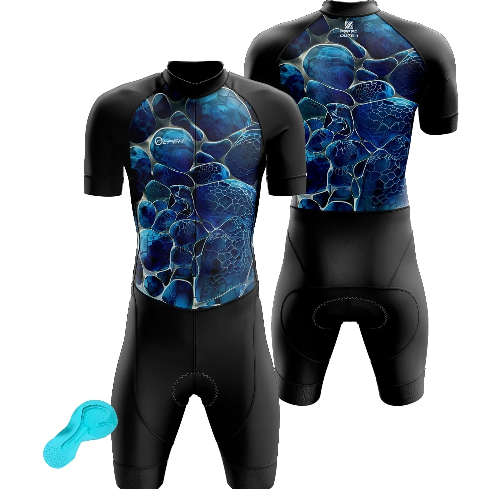 FFFF & OLFEH Conjuntos de Camisetas de Ciclismo for Hombres, Cycling Skinsuit Triatlón for Hombres, Pro Manga Corta Traje de Ciclismo, Racing Tri Suit de Bicicletas, MTB Mono