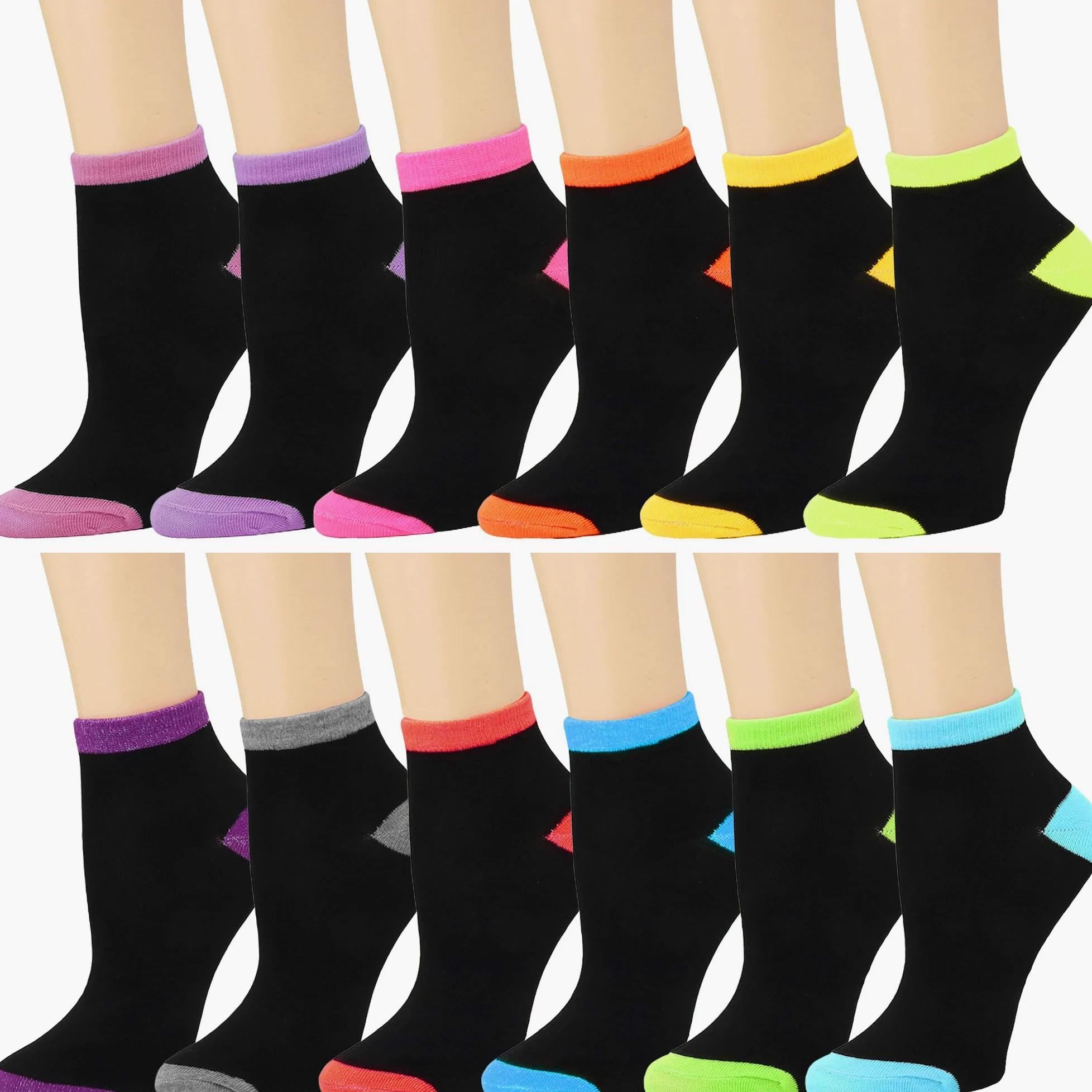 Calcetines tobilleros para mujer, colores surtidos, tamaño 9-11 - Multi - Talla única