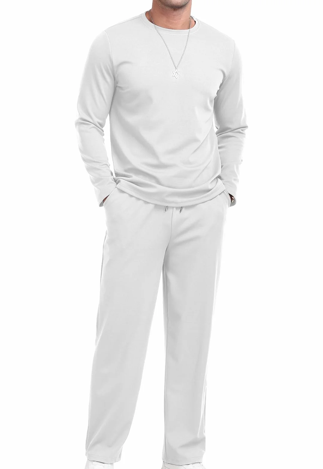 KUYIGO Conjunto deportivo de 2 piezas con cuello redondo para hombre, sudadera y pantalones deportivos, camiseta deportiva informal para hombre, tallas S-XXL