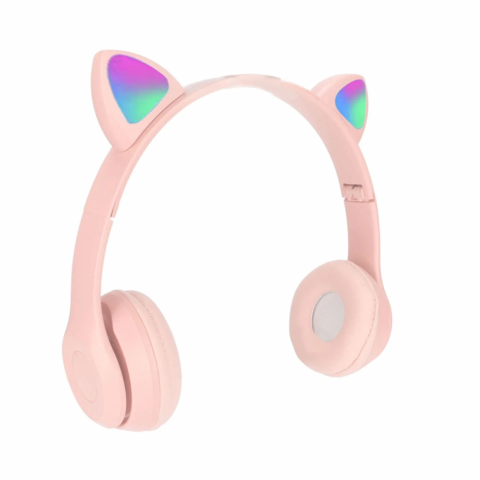 Auriculares, Bonitos Auriculares con Orejas de Gato, Auriculares para Niños, Auriculares Plegables sobre la Oreja con Luz LED para Niños, Adultos, Niñas Y Niños (Rosa)