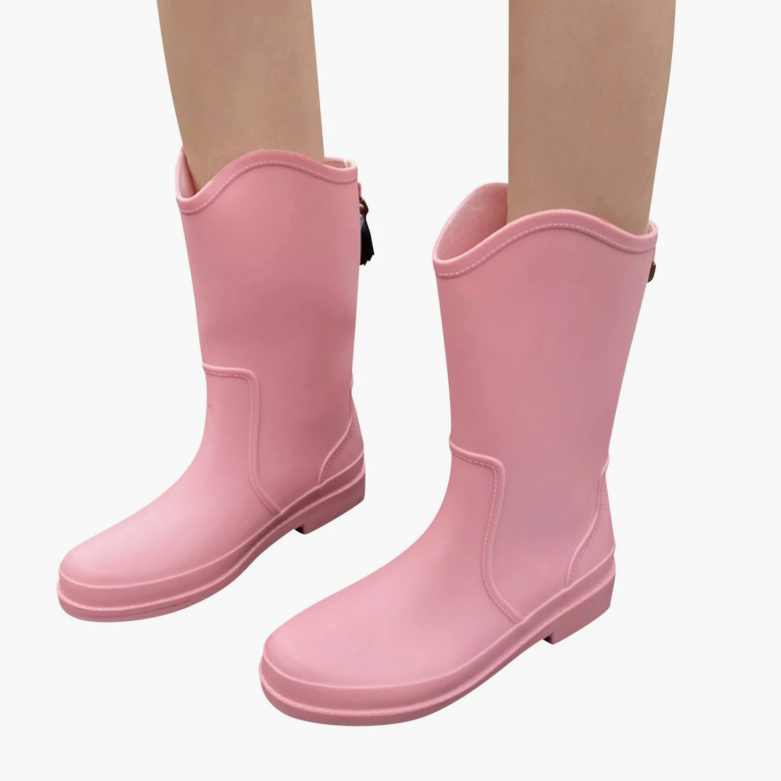 Generisch Botas de agua medias para mujer, botas de lluvia impermeables básicas de un solo color, botas de agua ligeras, unisex, medias botas de pesca, botas de agua para lluvia